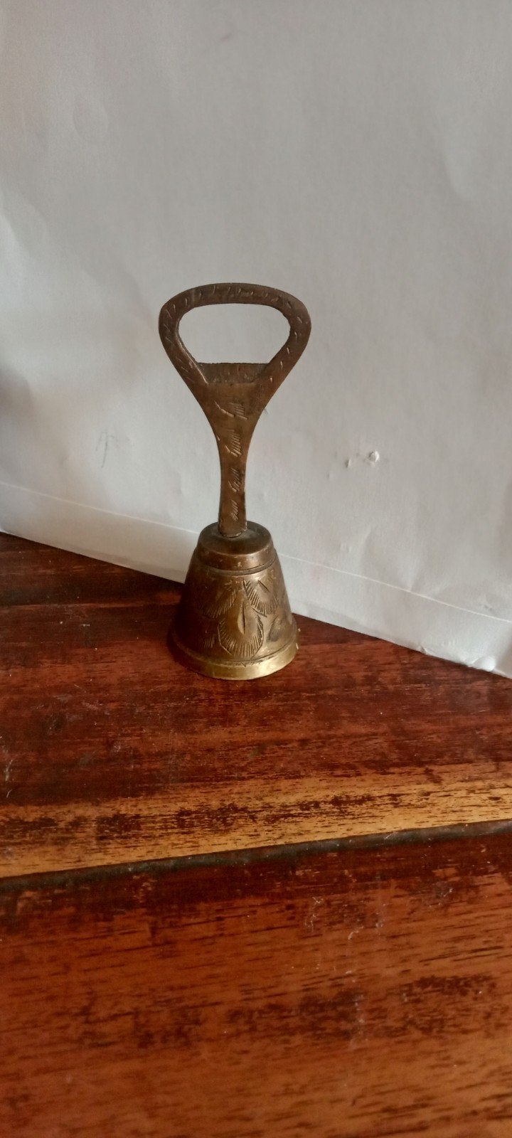 Vintage Flessenopener met Bel - Messing, Antiek en Kunst, Curiosa en Brocante, Ophalen of Verzenden