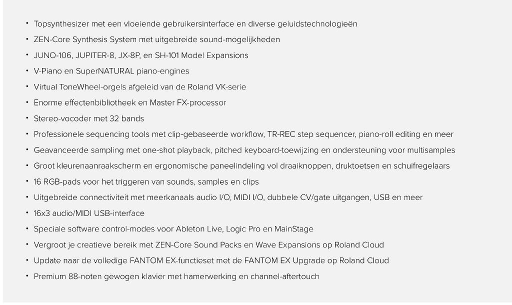 Roland Fantom 8 Workstation/keyboard, Muziek en Instrumenten, Synthesizers, Ophalen, 88 toetsen, Roland, Zo goed als nieuw