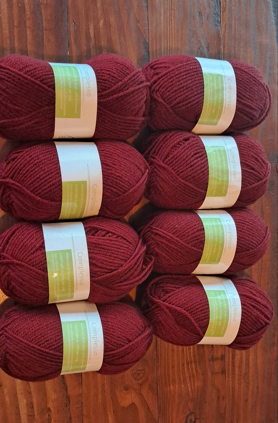 Complesso Breipakket Trui – Bordeauxrood – 8 bollen 20% Wol, Ophalen, Nieuw, Breien of Haken, Wol of Garen
