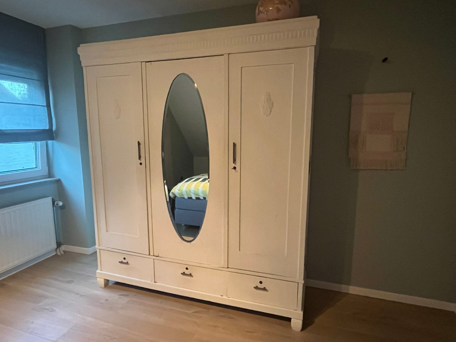 Demontabele witte antieke kledingkast, Ophalen, Gebruikt, 150 tot 200 cm, 150 tot 200 cm