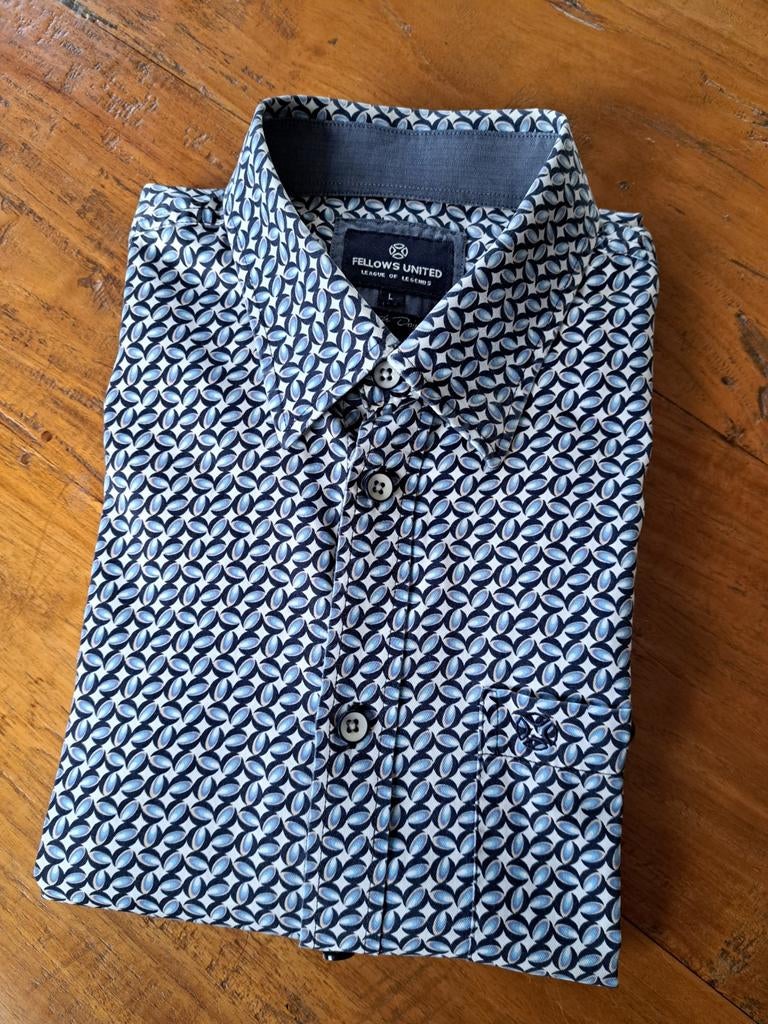 Fellows United  heren overhemd mt L, Verzenden, Zo goed als nieuw, Blauw, Fellows United