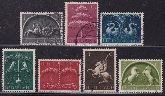 1529 - Nederland nvph 405/411 gestempeld , Germaanse symb, Postzegels en Munten, Postzegels | Nederland, Verzenden, Na 1940, Gestempeld