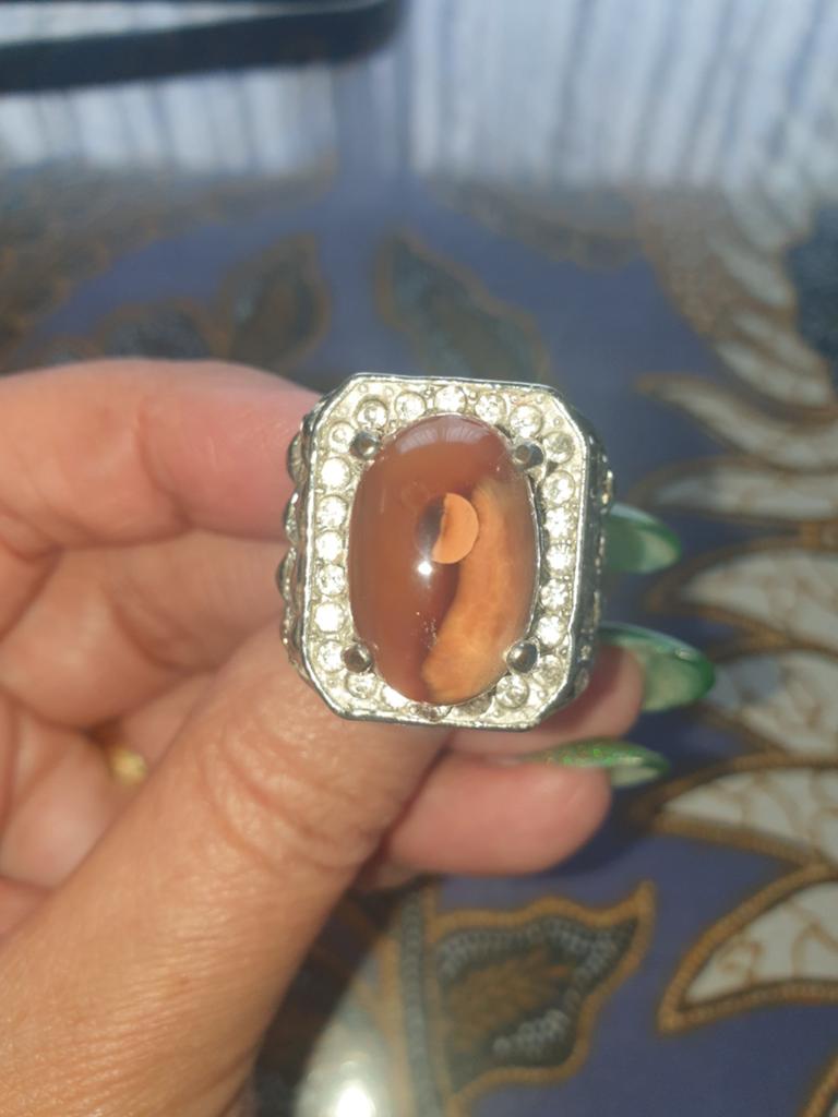 Steenring Indonesie maat 20 batu akik Karnelian, Sieraden, Tassen en Uiterlijk, Ringen, 20 of groter, Nieuw, Ophalen of Verzenden