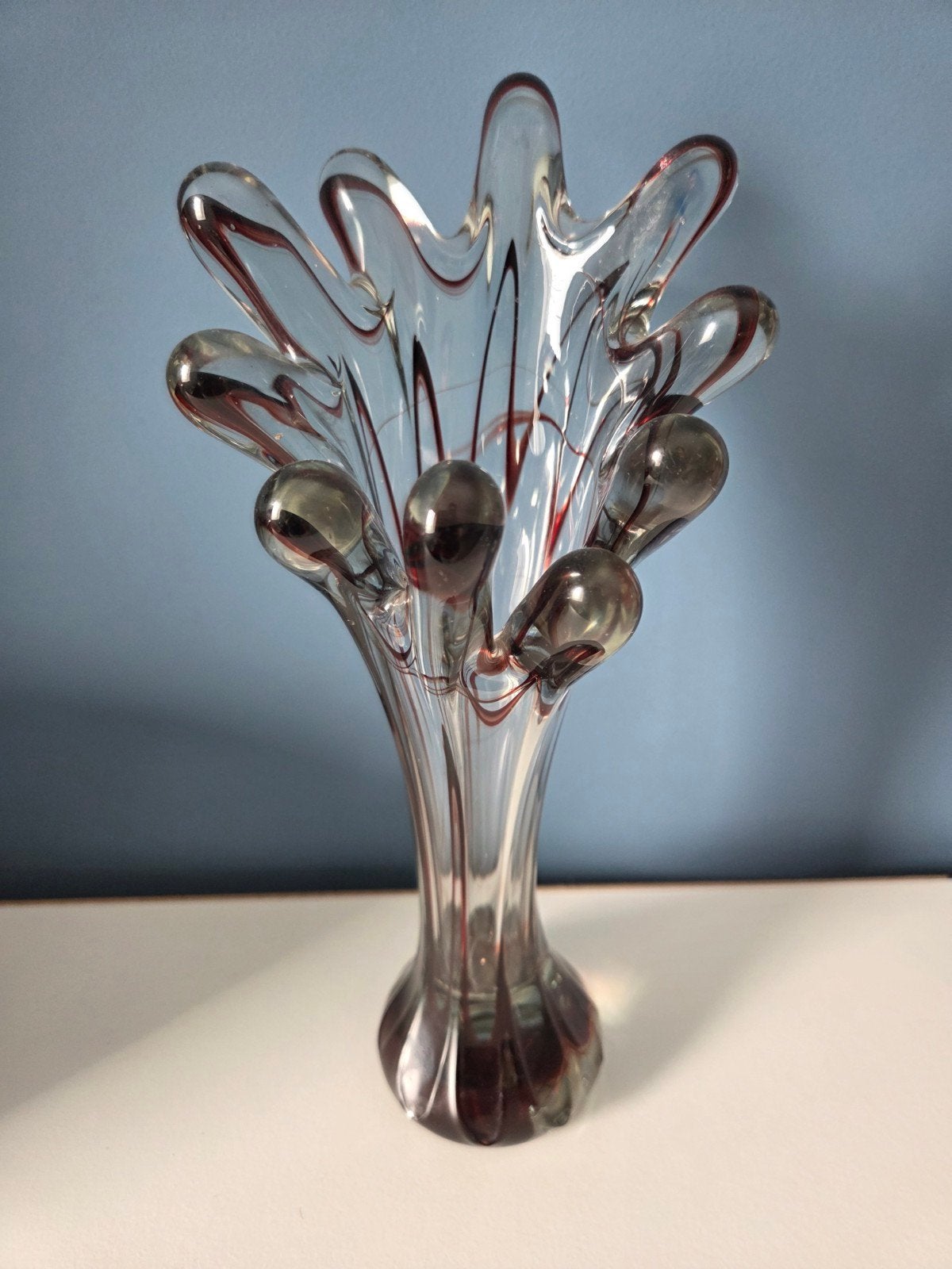 Mid-Century Design Vaas – Handgeblazen Boheems Glas – Jaren, Ophalen of Verzenden