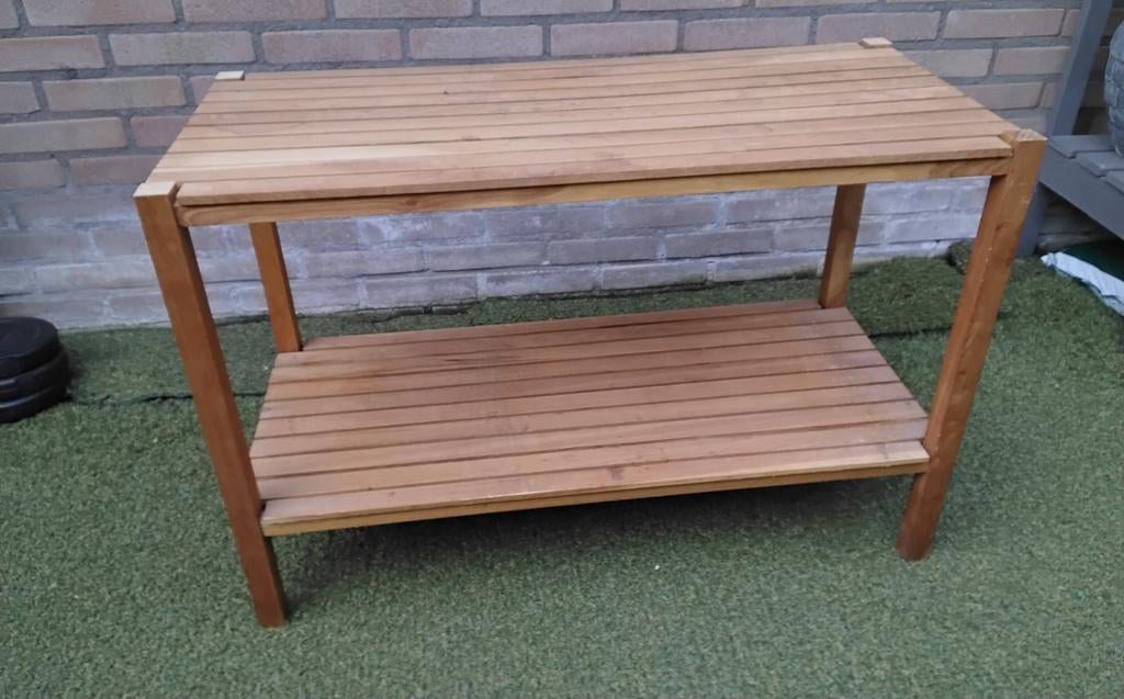 Houten plantentafel voor balkon of tuin, Ophalen, Gebruikt, Rechthoekig, Hout