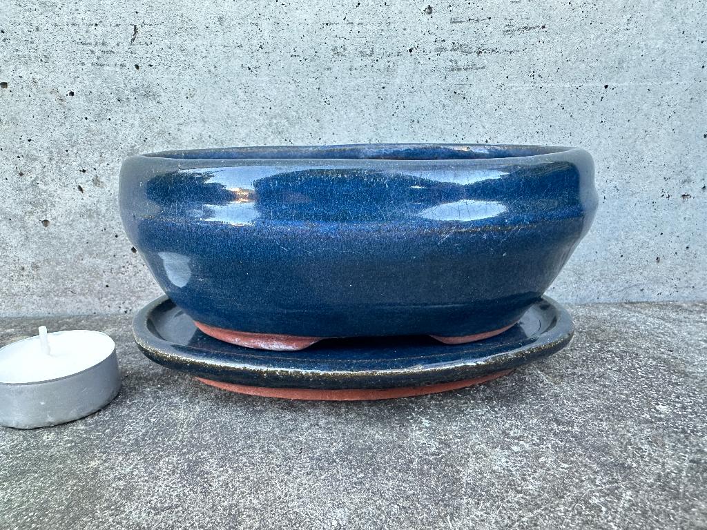 Bonsai schaal pot 15x11,5x6cm +schotel *****, Rond, Ophalen of Verzenden, Zo goed als nieuw, Aardewerk