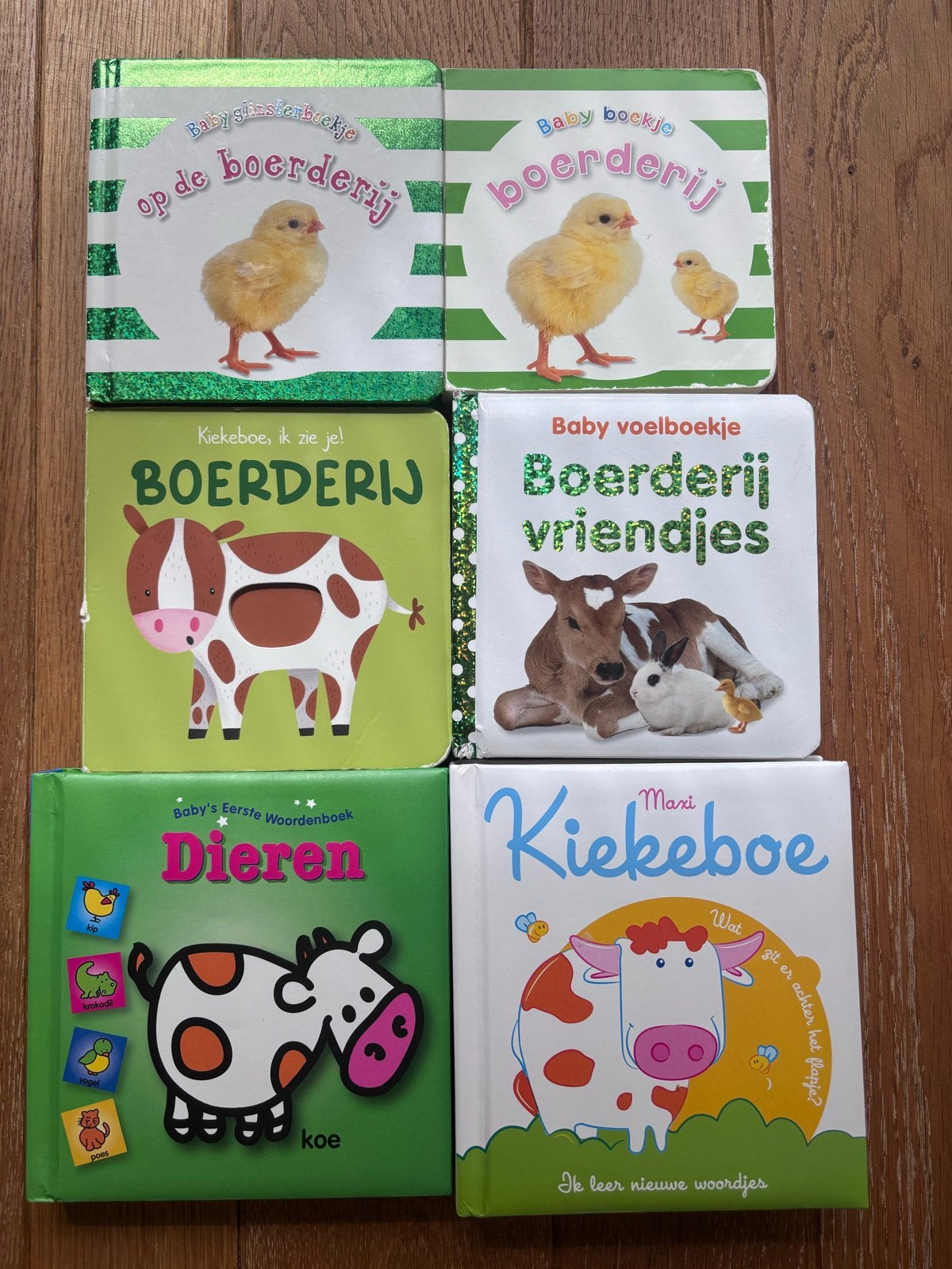 6 Babyboekjes: Boerderij, Dieren, Voelboekje, Kiekeboe, Ophalen of Verzenden, Zo goed als nieuw, Uitklap-, Voel- of Ontdekboek