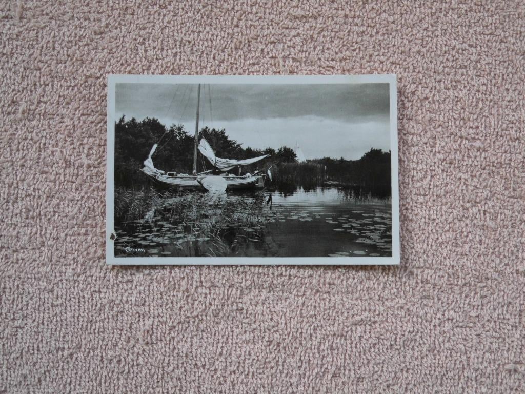 Grouw, watersport / Natuur., Ophalen of Verzenden, 1940 tot 1960, Gelopen, Friesland