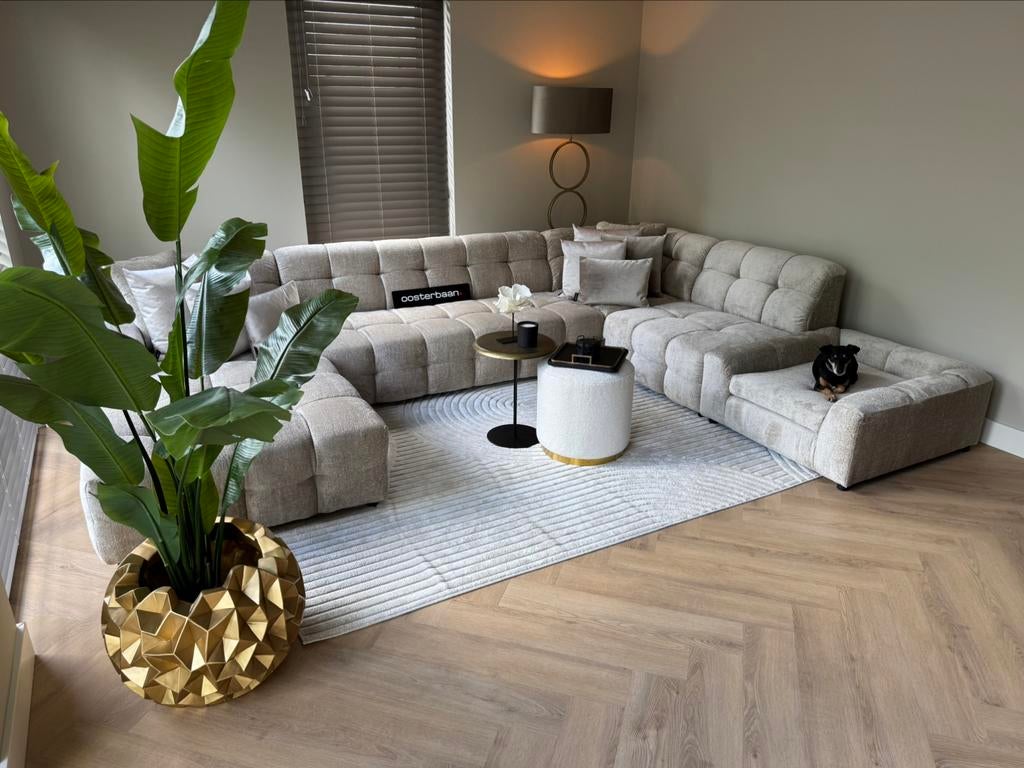 Luxe Velvet Teddy U-bank Yently + Dog Option NIEUW Uniek NEW, Info@oosterbaanwonen.nl, Venus 31 8448CE Heerenveen, Hoekbank, Ophalen of Verzenden