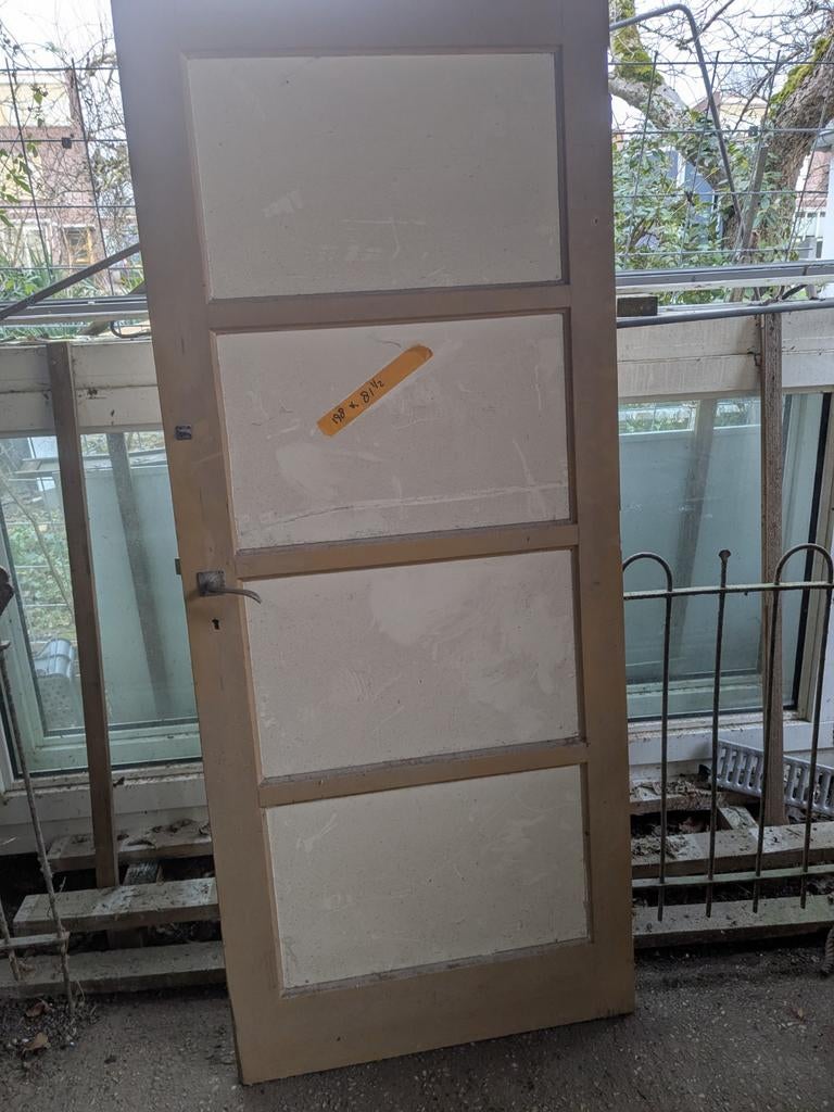 Paneeldeur - Hout met glas, Doe-het-zelf en Verbouw, Ophalen, Gebruikt, 80 tot 100 cm, Binnendeur