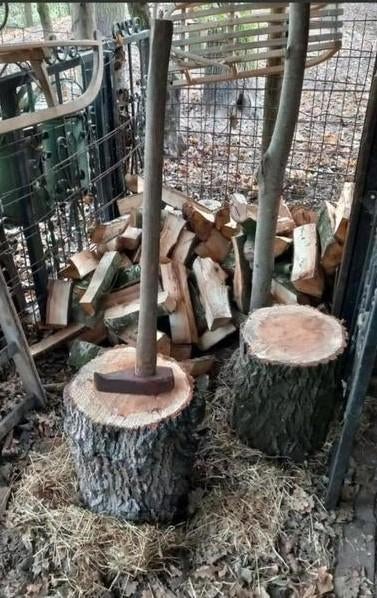 Houten hakblokken, Ophalen, Gebruikt, Liggend, Onbekend