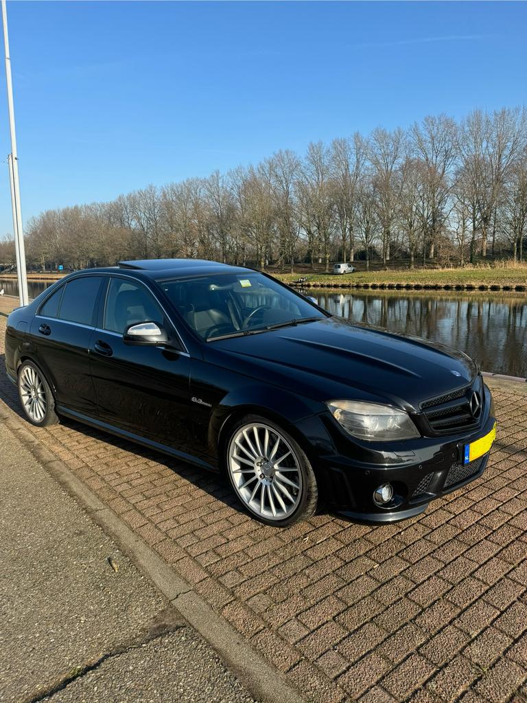 Mercedes-Benz C63 AMG 2008 Zwart performance pack, Auto's, Automaat, 457 pk, Zwart, Zwart
