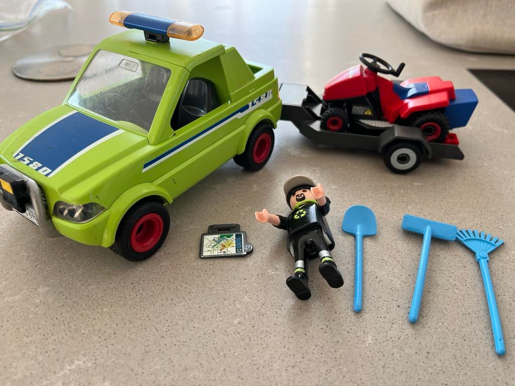 Playmobil Tuinman met Auto en Grasmaaier, Ophalen of Verzenden, Gebruikt, Complete set