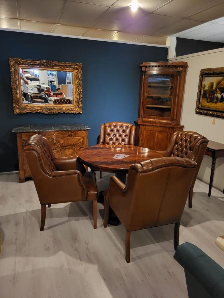 Chesterfield meubelen, rundleder, op voorraad, Ophalen of Verzenden, Nieuw, Rechte bank, Leer