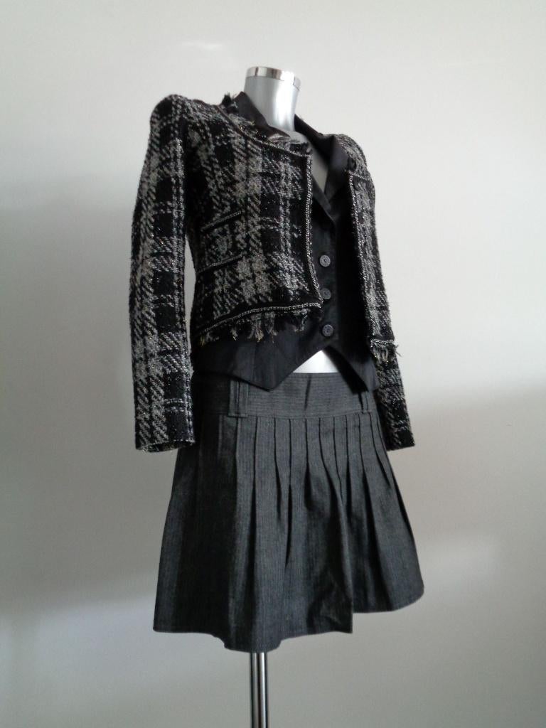 Benetton rok wol en viscose met Denny Rose gilet Nieuw, Kleding | Dames, Rokken, Nieuw, Maat 38/40 (M), Grijs, Boven de knie, Ophalen of Verzenden