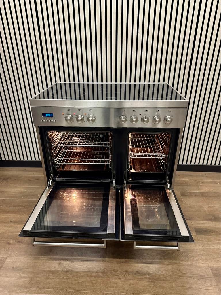 Luxe Fratelli Onofri Fornuis keramisch 5 zones RVS 90 cm, Fornello Esperta, Ophalen of Verzenden, Zo goed als nieuw, Energieklasse A of zuiniger