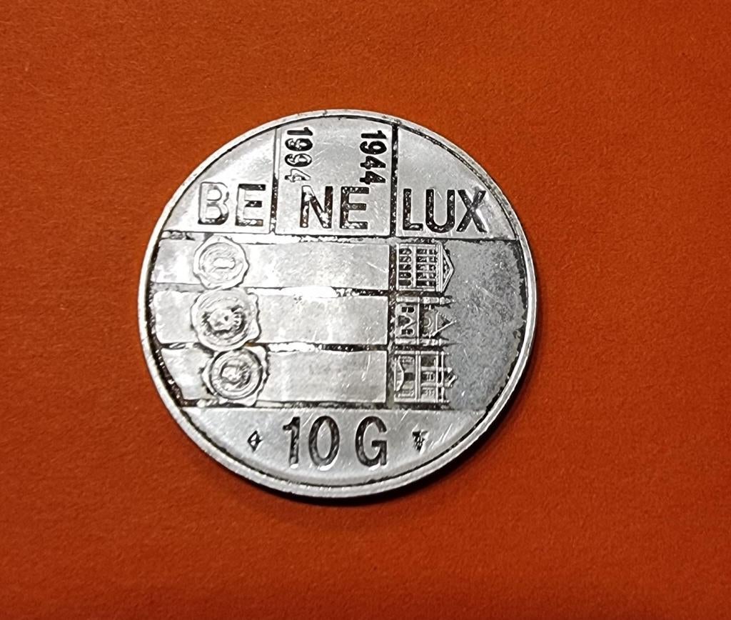 10 gulden BeNeLux uit 1994, Koningin Beatrix, Zilver, Ophalen of Verzenden, Losse munt