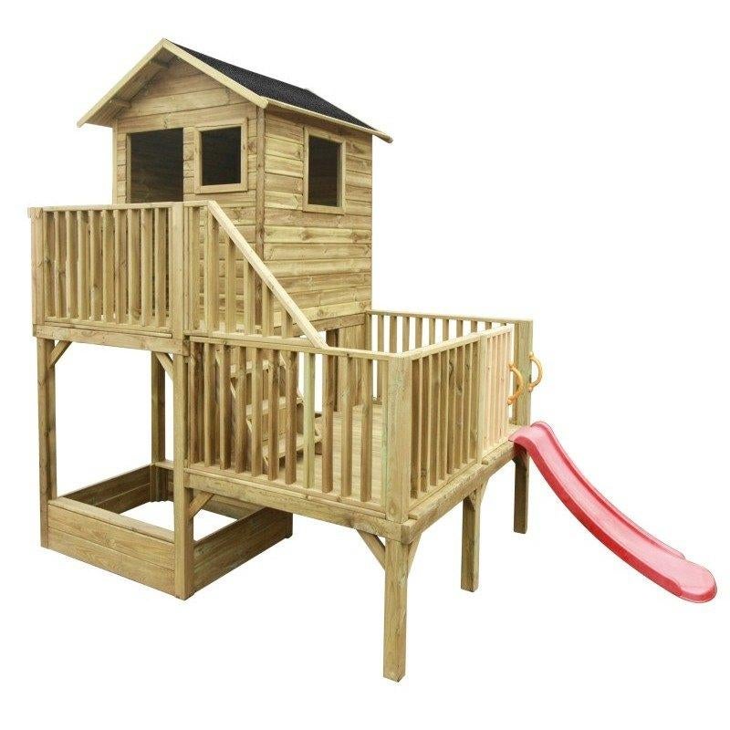 Speelhuis hout | 2 hoogtes, balie en zandbak | Type Panter, Kinderen en Baby's, Speelgoed | Buiten | Speelhuisjes, Safari speelhuisjes