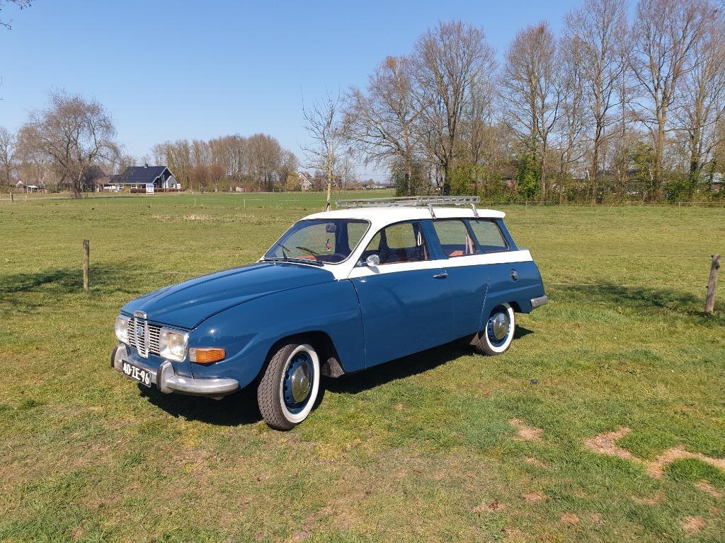 Saab 95 1.5 V4 1974 blauw-wit, Euro 5, 1498 cc, 4 cilinders, Handgeschakeld
