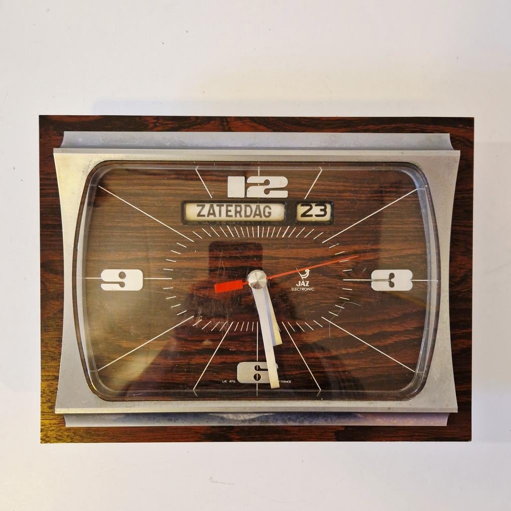 Vintage klok Jaz clock jaren 60 flip over wandklok, Ophalen of Verzenden