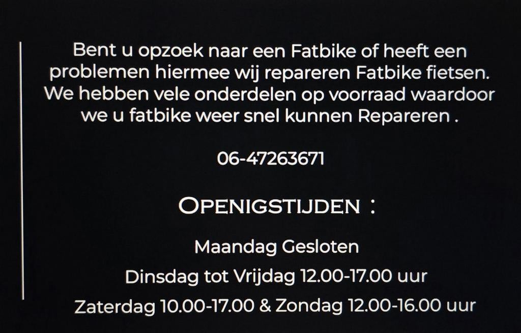 Fatbike kapot dan kunt u hem bij ons repareren !!!, Diensten en Vakmensen, Fietsenmakers en Bromfietsenmakers, Snelservice, Fietsreparatie