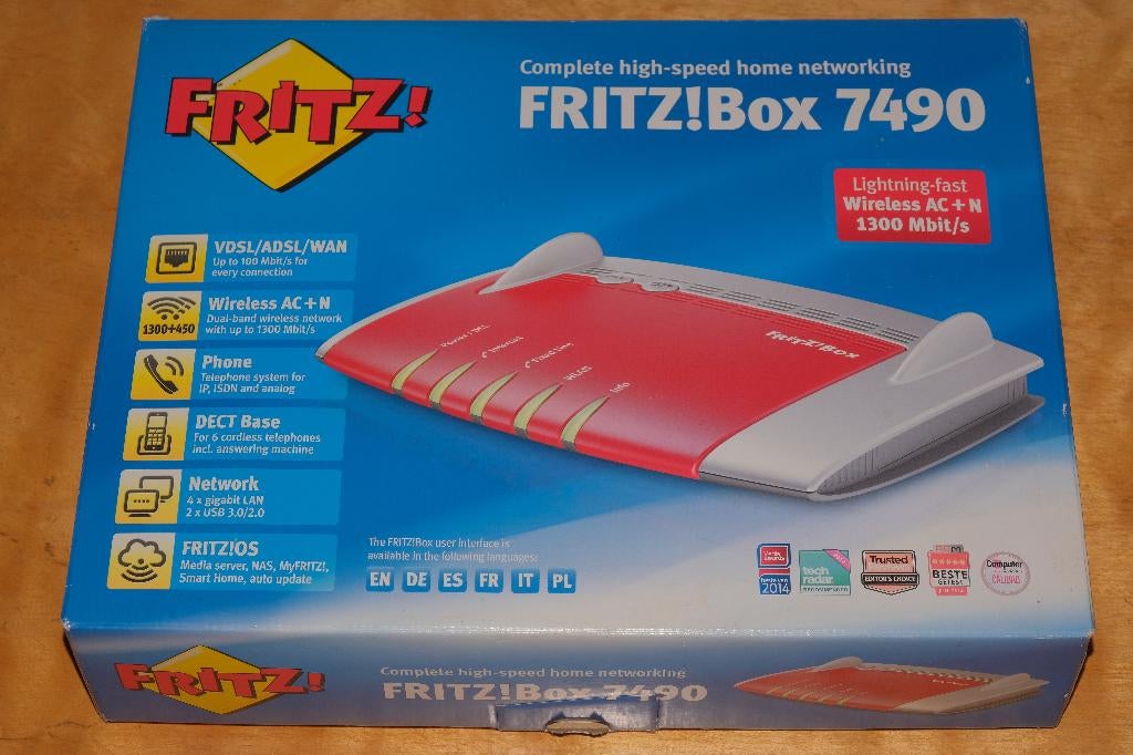 Fritzbox 7490 inclusief toebehoren, Ophalen of Verzenden, Gebruikt, Router met modem, AVM FRITZ!Box