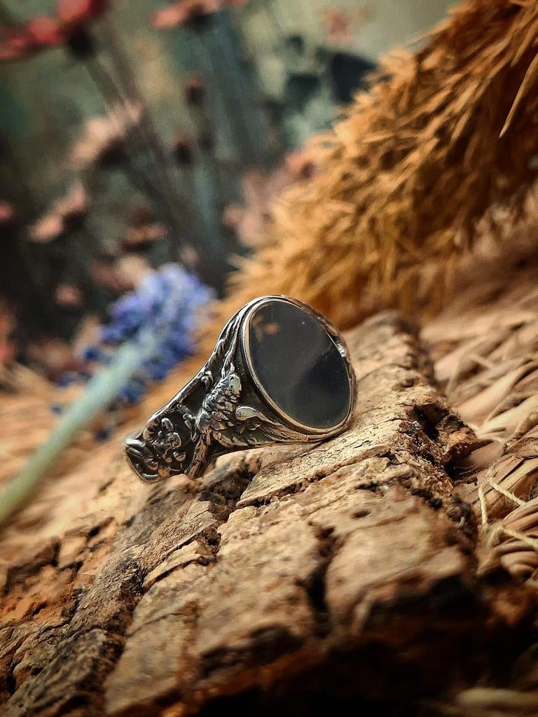 Zilveren Kolibrie & Bloemen Ring - Handgemaakt, Nieuw, Ophalen of Verzenden, 17 tot 18, Dame