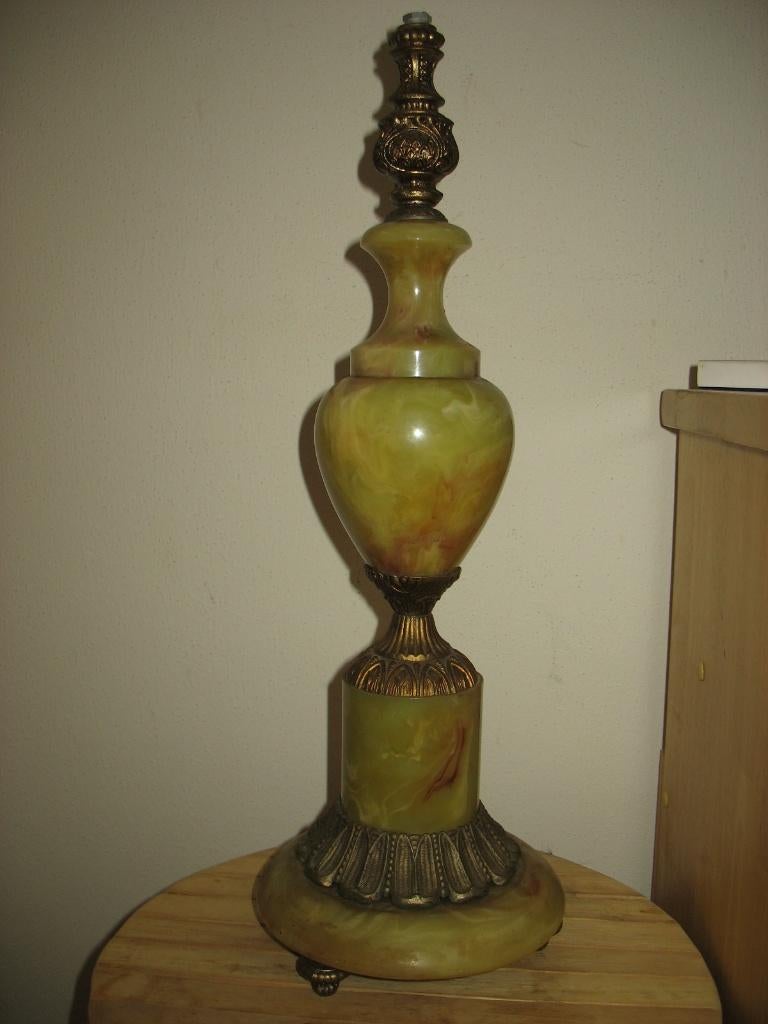 Grote Deco Lampenvoet Onyx Koper zonder Bedrading Vintage, Ophalen