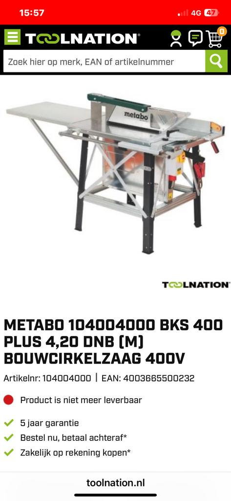 Metabo BKS 400 Plus 4,20 DNB Cirkelzaag/bouwzaag, Gebruikt, Cirkelzaag, 70 mm of meer, Ophalen of Verzenden