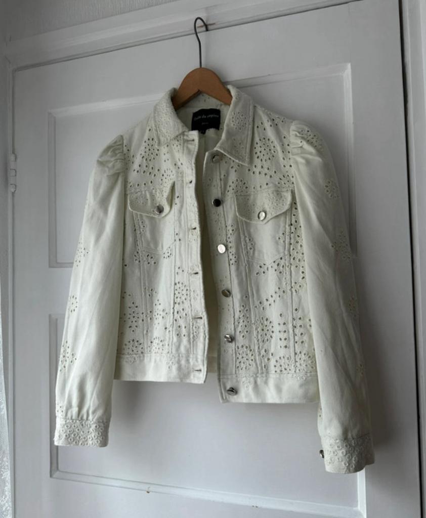Prachtig broderie pofmouw spijkerjasje jasje Drole de Copine, Ophalen of Verzenden, Zo goed als nieuw, Maat 38/40 (M), Wit