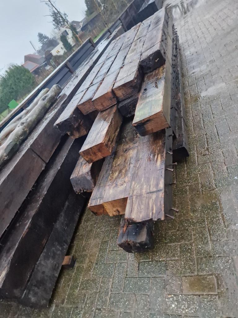 gewaterd Eiken meerpalen, Doe-het-zelf en Verbouw, Ophalen, Gebruikt, Eiken, Balk