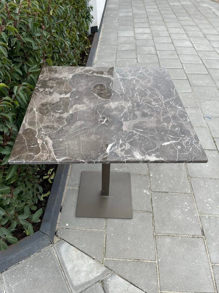 Elegante tafel met marmeren blad, Huis en Inrichting, Tafels | Eettafels, Ophalen, Vierkant, Tot twee personen, 50 tot 100 cm