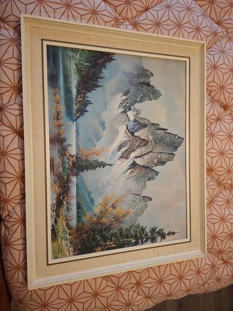 Mooi groot schilderij van H. Liesting met berglandschap, Ophalen