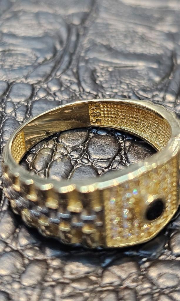 14karaat bi-color heren gouden ring, Heer, Nieuw, Ophalen of Verzenden, Goud