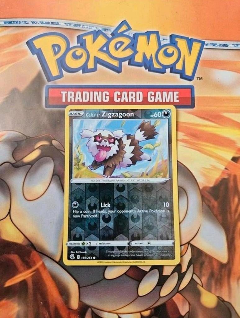 Zigzagoon 159/264 Sword&Shield Fusion Strike reverse holo nm, Ophalen of Verzenden, Zo goed als nieuw, Losse kaart, Foil