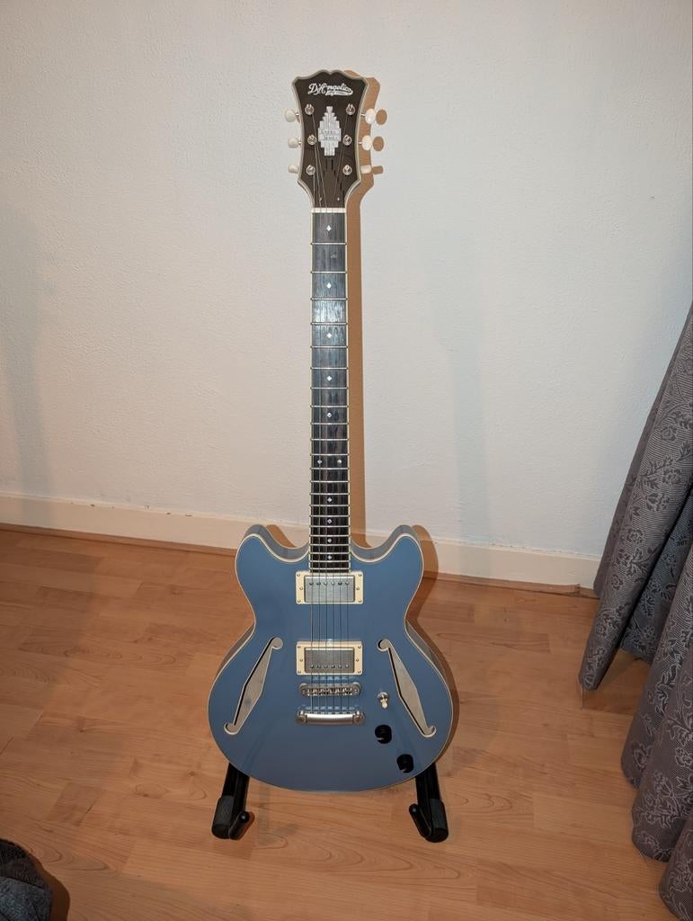 D'Angelico Excel DC Tour Mini Gitaar Blauw, Ophalen, Zo goed als nieuw, Hollow body, Overige merken