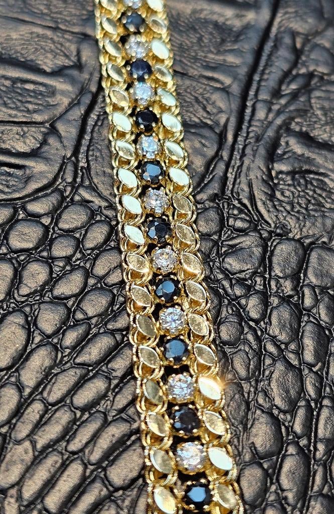 Mooie 14karaat gouden armband met onyx steen, Sieraden, Tassen en Uiterlijk, Armbanden, Ophalen of Verzenden, Zo goed als nieuw