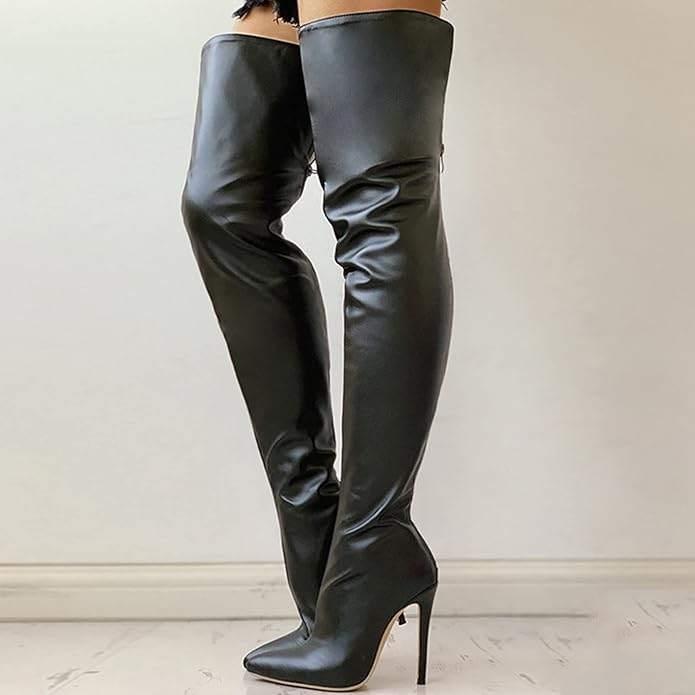 Nieuwe hoge over de knie sexy zwarte laarzen 11 cm, Kleding | Dames, Schoenen, Hoge laarzen, Verzenden, Zwart, Nieuw