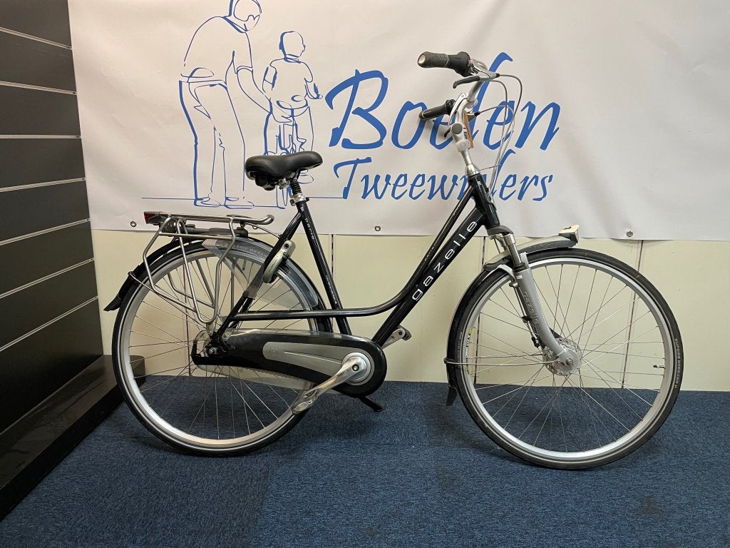 Gazelle Paris Plus 28/57cm 7v Damesfiets Zwart, Ophalen, 53 tot 56 cm, Gazelle, Versnellingen