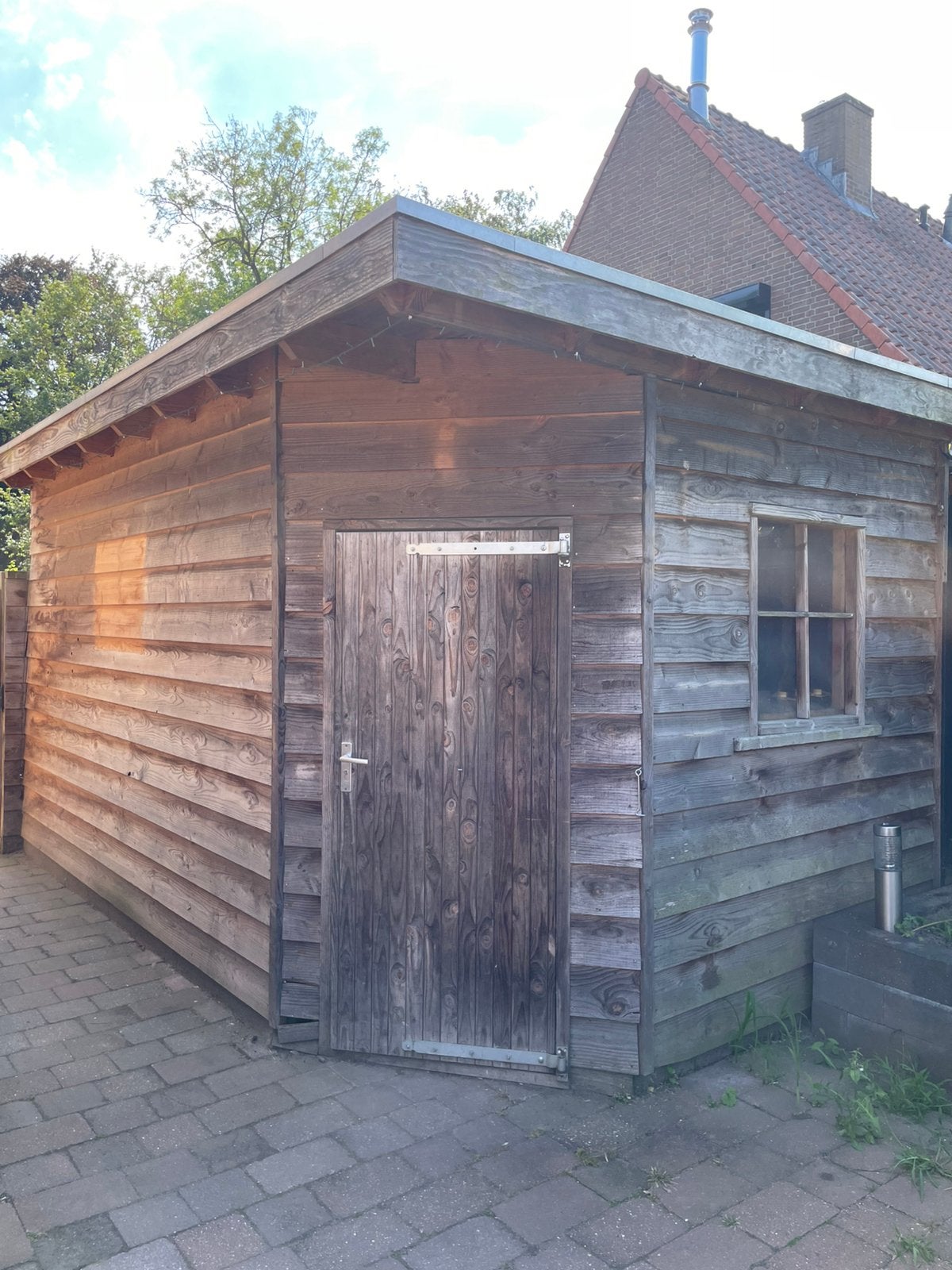 Houten schuurtje, Doe-het-zelf en Verbouw, Ophalen, Zo goed als nieuw, Plank, 50 mm of meer