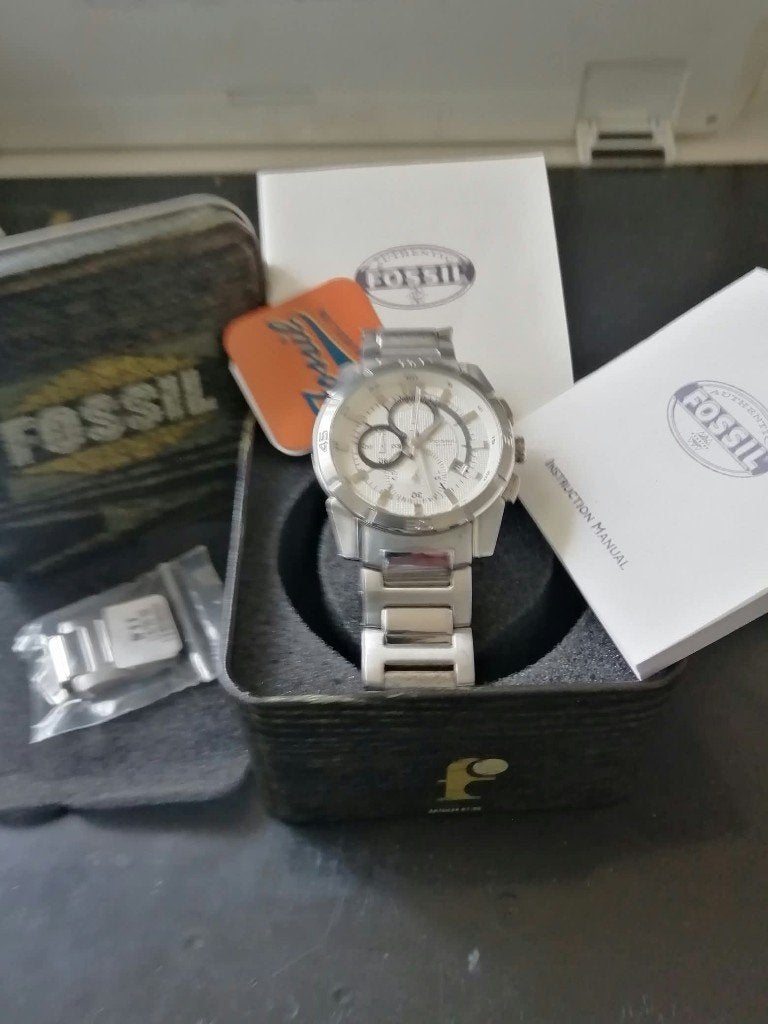 Fossil CH2498 Herenchronograph 2011 Full-Set, Mint conditie, Staal, Staal, Polshorloge, Zo goed als nieuw