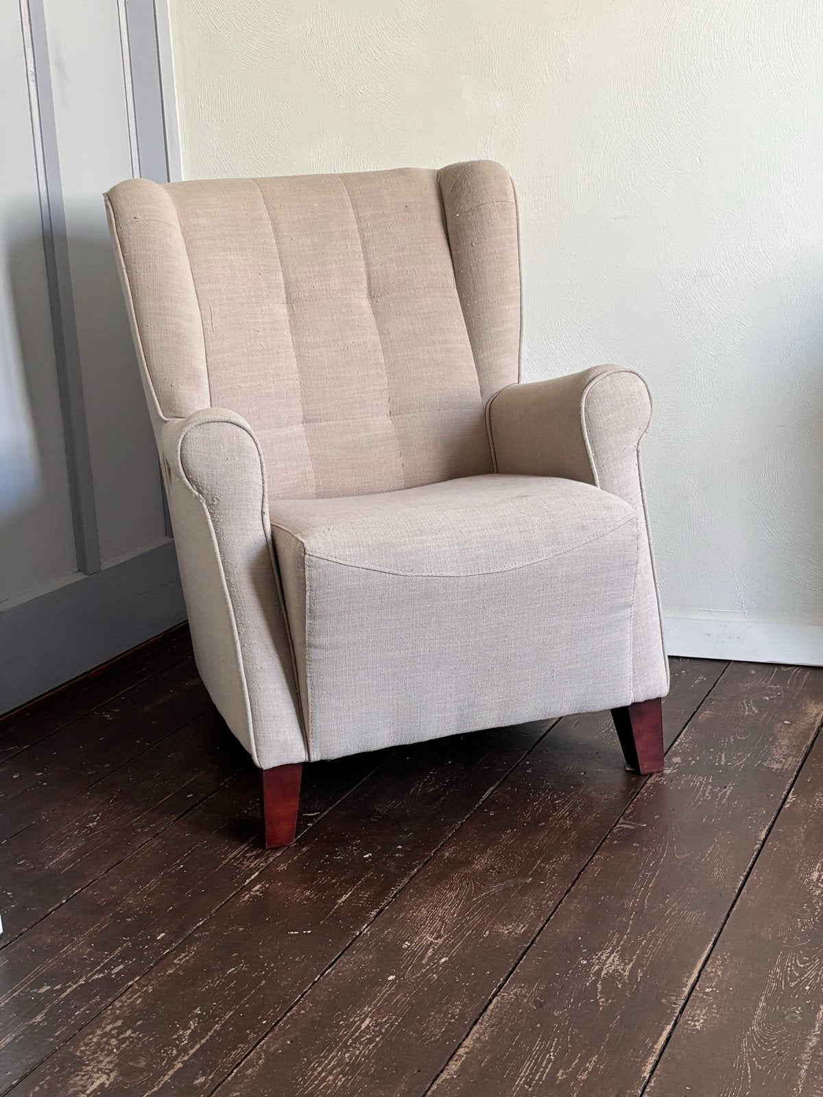 Comfortabele fauteuil - Beige stof, Ophalen, Gebruikt, 75 tot 100 cm, Stof