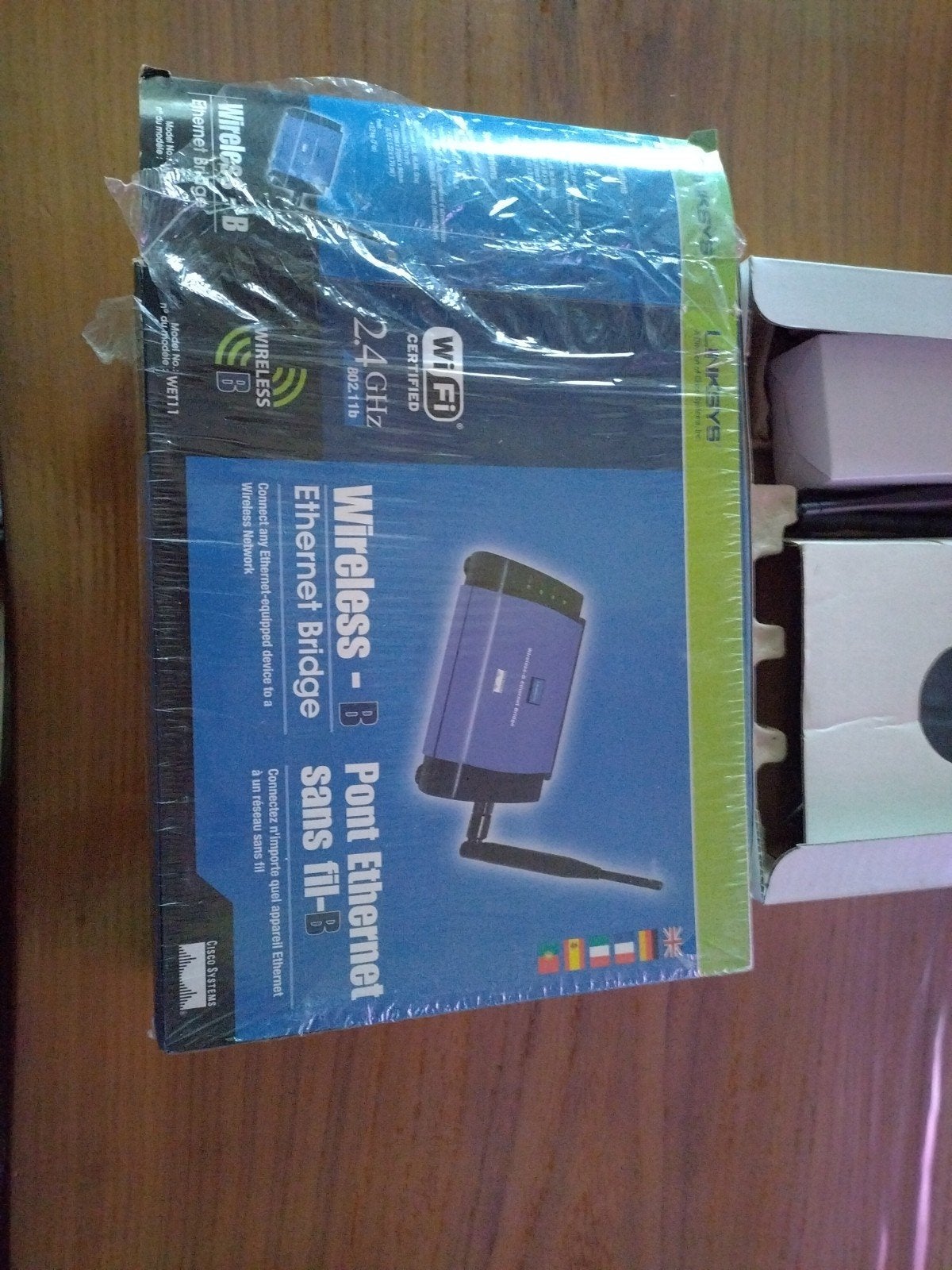 2 x Ethernet Bridge Linksys WET11, compleet in doos, 802.11b, Computers en Software, Ophalen, Gebruikt, Linksys