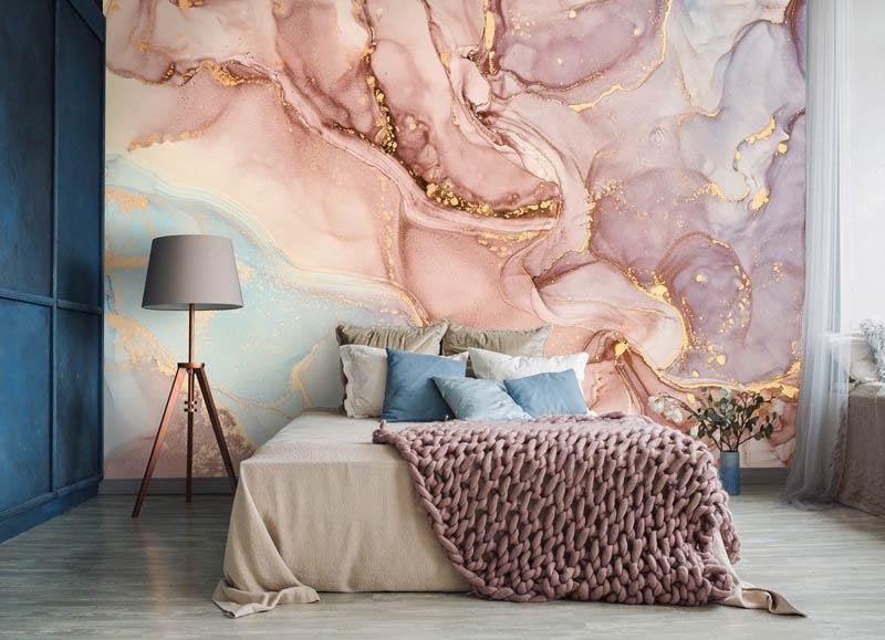Fotobehang / Behang - Goud en Pastel Gekleurd Marmer, Materiaallook, Art deco, Info@fotobehangkoning.nl, Fotobehang