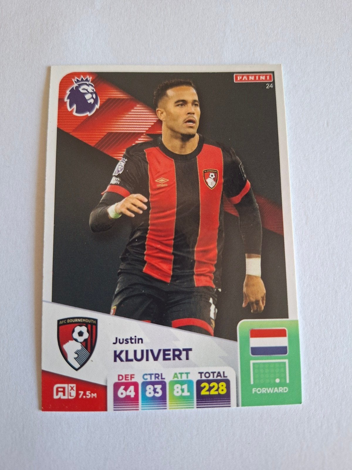 Panini Adrenalyn XL 2025 Justin Kluivert AFC Bournemouth, Ophalen of Verzenden, Zo goed als nieuw, Buitenlandse clubs, Poster, Plaatje of Sticker