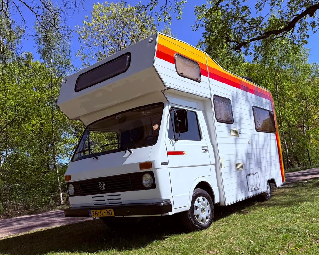 Volkswagen LT 28 Alkoof Camper (Benzine)–Belastingvrij 1984, Caravans en Kamperen, Campers, Alkoof, Volkswagen, Handgeschakeld