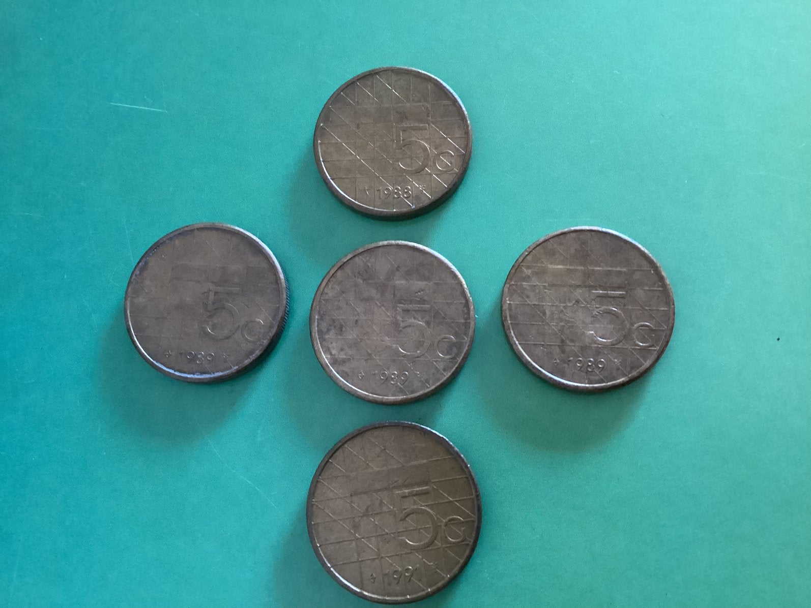 Vijf gulden munten,1988,1989x3,1991., Postzegels en Munten, Munten | Nederland, Ophalen of Verzenden, Koningin Beatrix, 5 gulden