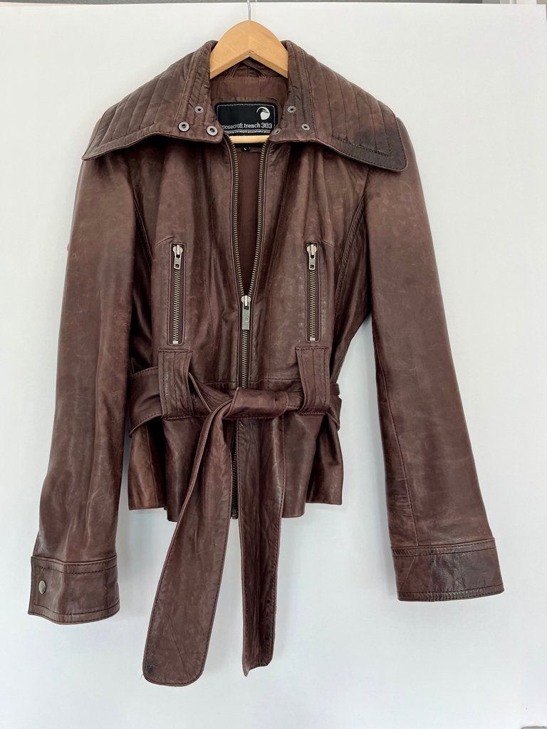 Jas | Leer | Jasje | Leren | Jack | Bruin | Goosecraft | L, Kleding | Dames, Ophalen, Goosecraft, Bruin, Maat 42/44 (L)