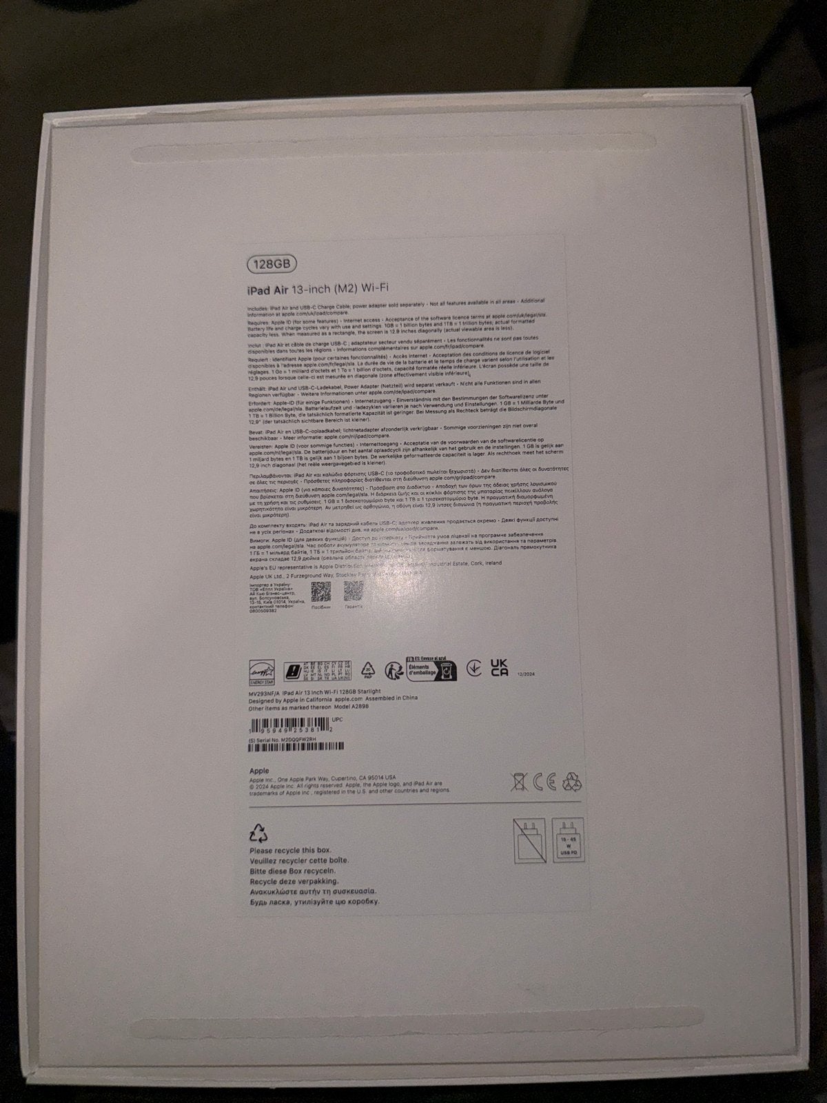 Apple iPad Air 13-inch (M2) Wi-Fi 128GB - Zo goed als nieuw, Apple iPad Air, Ophalen of Verzenden, Zo goed als nieuw, 128 GB