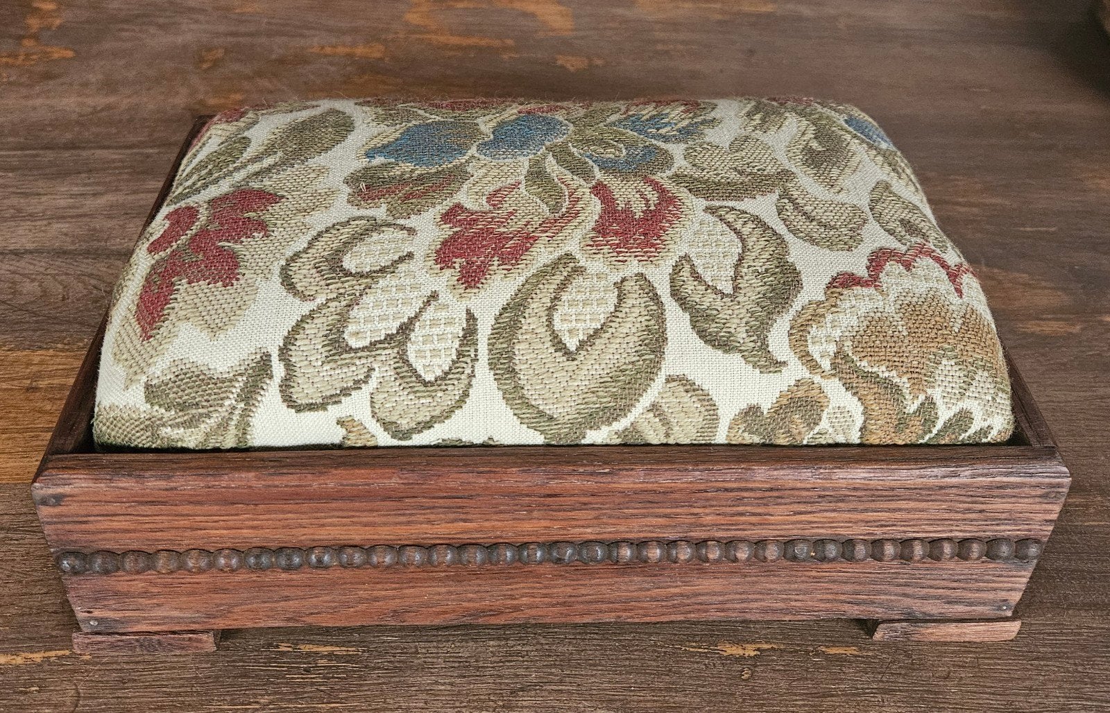 Antiek Eikenhouten Voetenbankje met Gobelin Bekleding, Ophalen of Verzenden